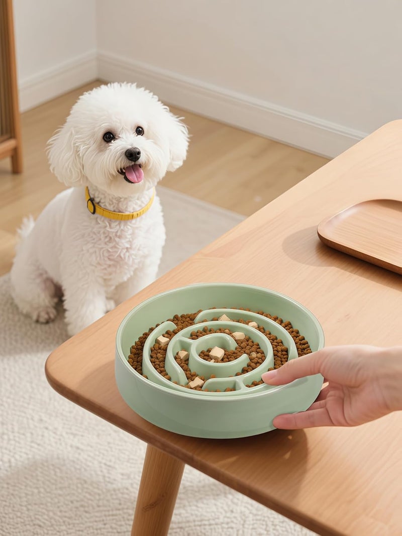 F'DIARY Ceramic Slow Feeder Dog Bowls with Anti-Slip, Slow Feeder & Non-Slip Design, Boredom and Anxiety Reducer, Suitable for All Breed Dogs and Cat (Ceramic-Green) - Image 4
